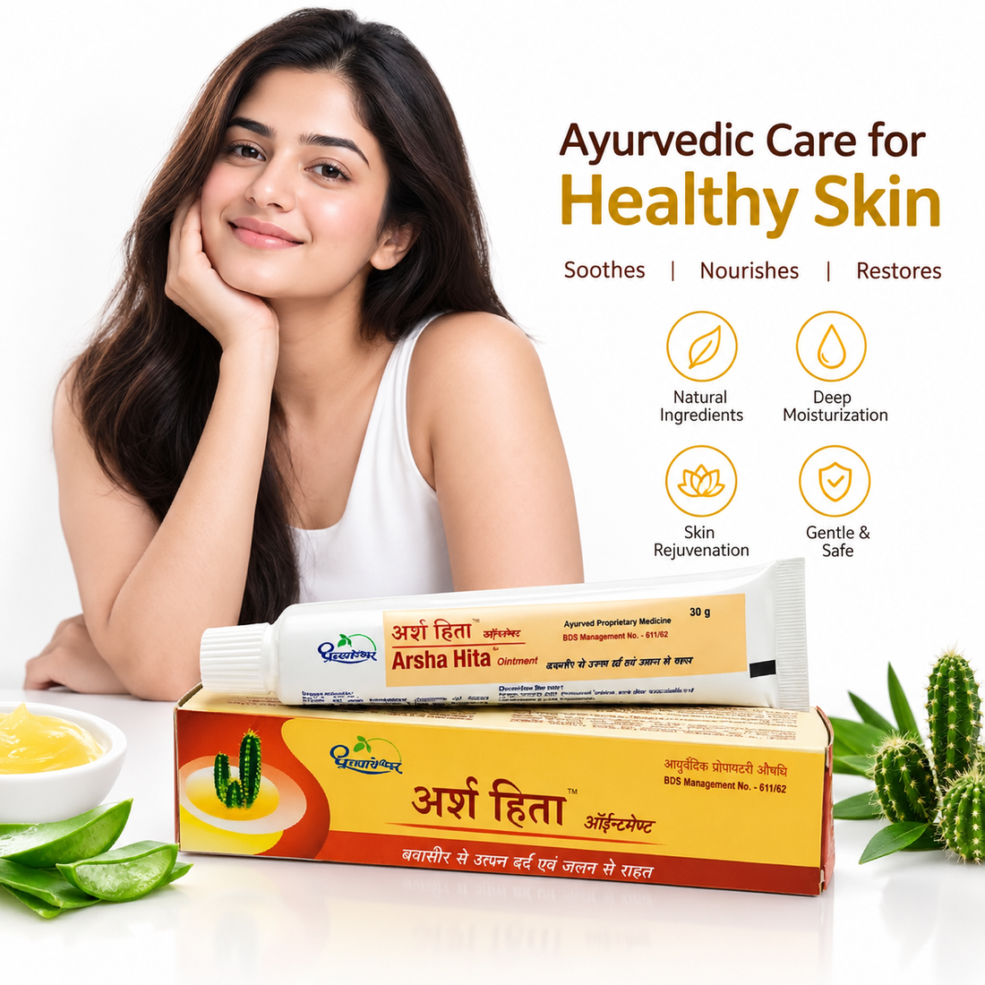 Dhootapapeshwar Arsha Hita Ointment for Bleeding Piles, Fissure Pain and Itching