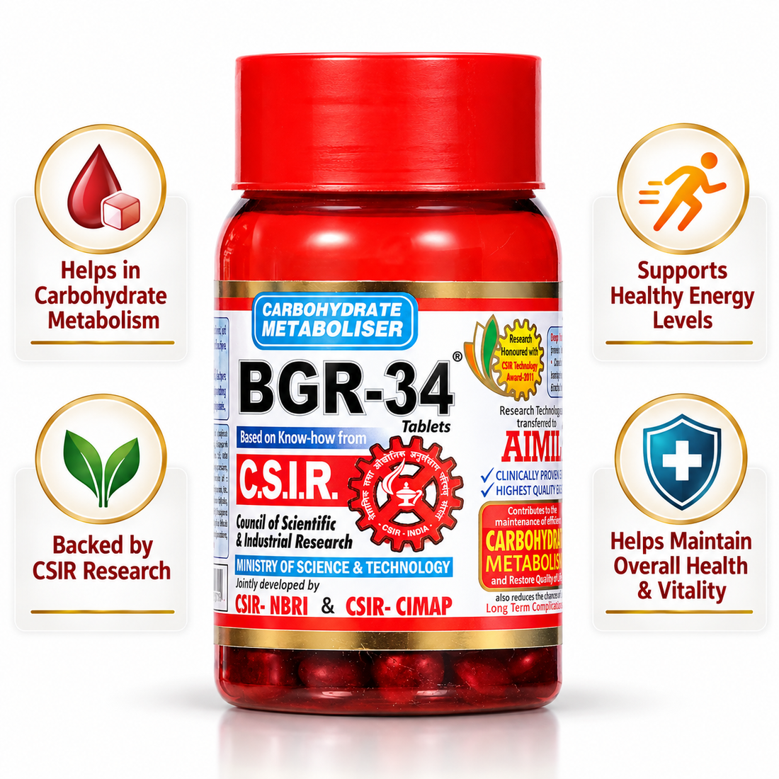 BGR 34 Tablets for Type 2 Diabetes, High Sugar and Tiredness