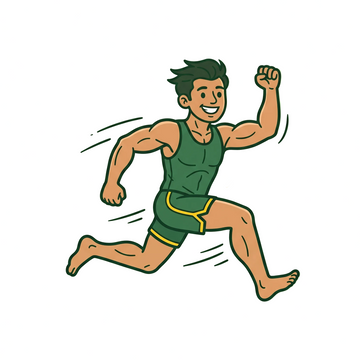 Illustration of an energetic man running to represent energy and stamina support | Ayurvedic wellness products from BodyStop