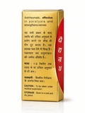 Baidyanath Vat Chintamani Ras Vrihat (Swarna Yukt) golden outer packaging box back panel displaying therapeutic properties in English and Hindi, dosage instructions, medical supervision caution, and storage directions | BodyStop