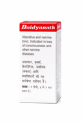 Baidyanath Vatkulantak Ras outer packaging box side panel displaying alterative and nervine tonic therapeutic properties in English and Hindi, dosage of 1 tablet 3 to 4 times with honey, and manufacturer information for Shree Baidyanath Ayurved Bhawan Pvt. Ltd. | BodyStop