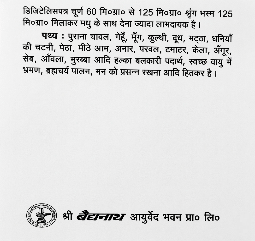 Baidyanath Yakuti Ras Hindi leaflet showing diet recommendations and usage instructions | BodyStop
