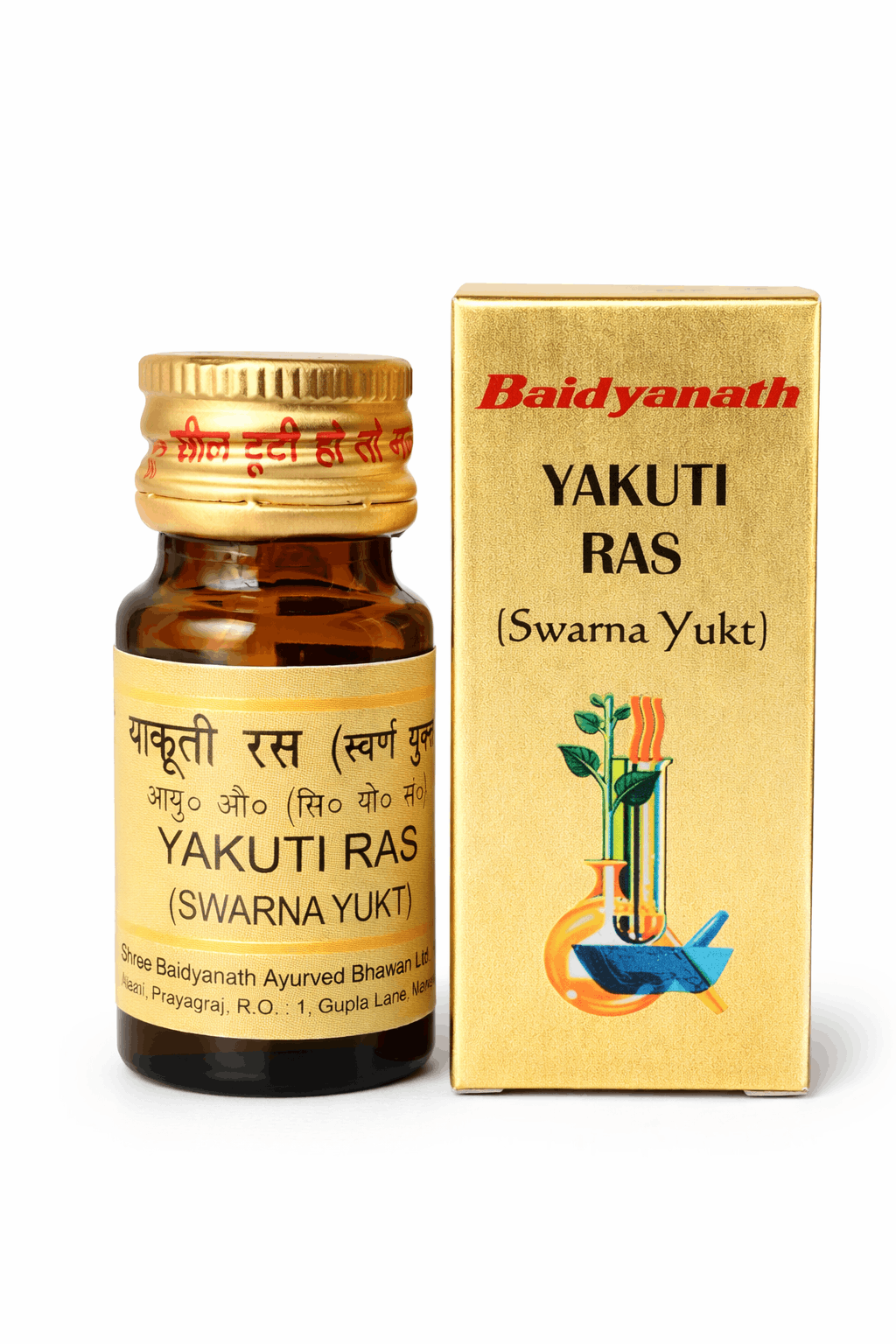 Baidyanath Yakuti Ras (Swarna Yukt) Ayurvedic medicine bottle with original product box | BodyStop