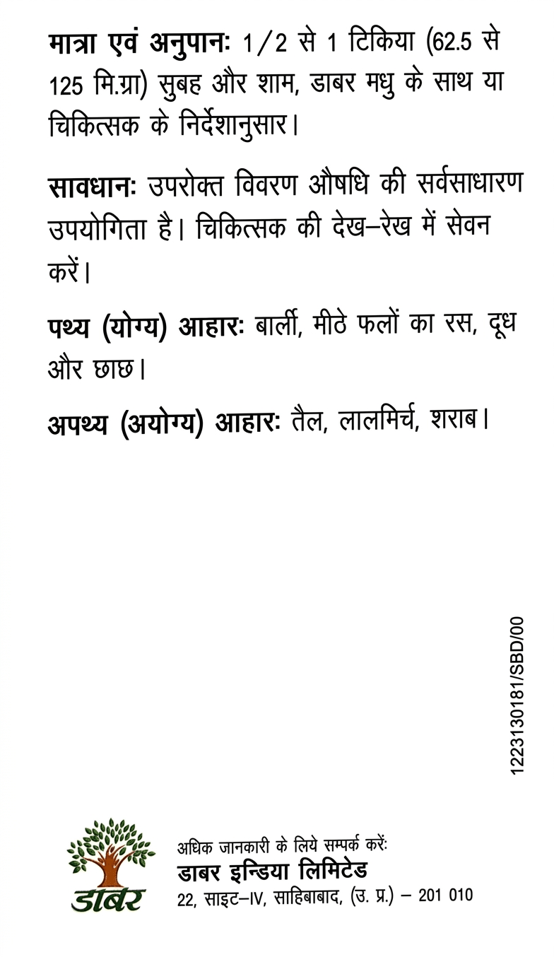 Dabur Jaimangal Ras With Gold leaflet back view displaying Hindi instructions, dosage with honey, and dietary guidelines | BodyStop