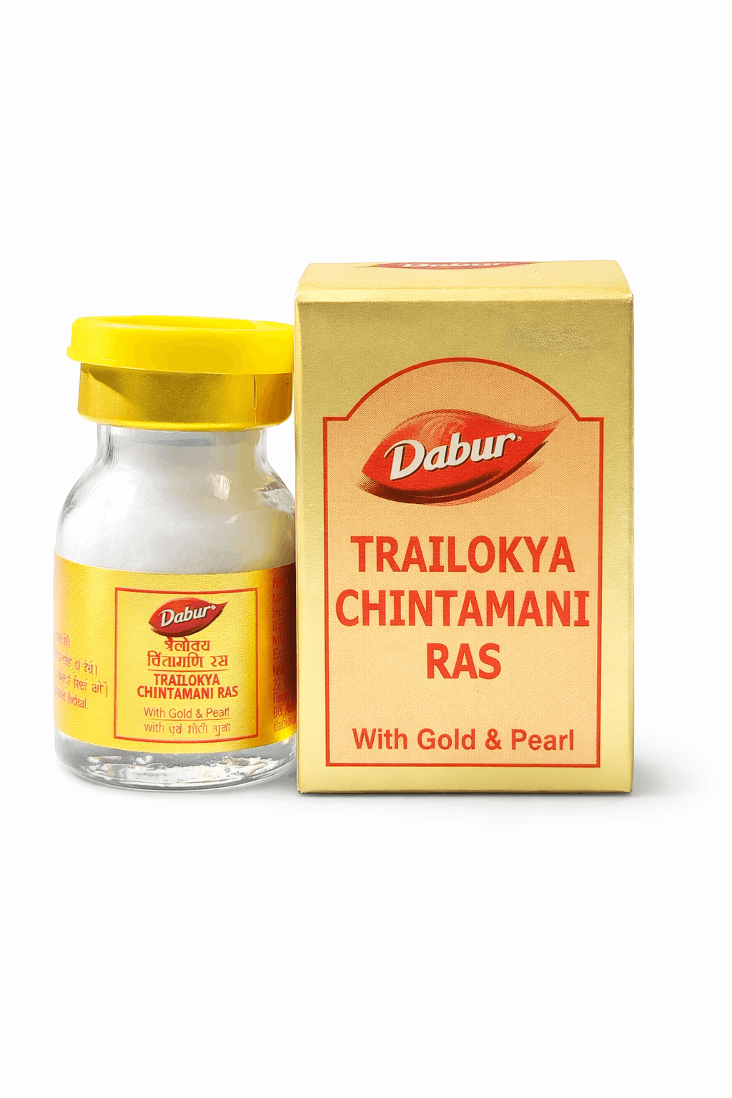 Dabur Trailokya Chintamani Ras With Gold & Pearl bottle and outer packaging box | BodyStop