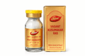 Dabur Vasant Kusumakar Ras (With Gold & Pearl, Premium Quality) 10/30 Tablet glass medicine bottle with a yellow cap alongside its matching gold outer packaging box featuring the Dabur brand logo | BodyStop