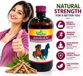 Dhootapapeshwar Ashvagandharishta promotional banner highlighting natural strength for a better you, featuring benefits such as boosting strength and building physical endurance, improving stamina, helping reduce stress to promote mental well-being, supporting overall vitality, and providing pure Ayurvedic care with the goodness of nature, displayed alongside Ashwagandha roots, leaves, and a smiling woman giving a thumbs-up next to the medicine bottle | BodyStop