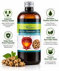 Dhootapapeshwar Gokharu (Trikantakadi) Kadha promotional banner highlighting key benefits such as supporting urinary health to maintain kidney and bladder function, promoting healthy urine flow for comfortable urination, helping flush toxins naturally for detoxification, and offering traditional Ayurvedic care for overall urinary wellness, displayed alongside dried Gokharu fruits, green leaves, and the medicine bottle | BodyStop