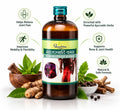Dhootapapeshwar Maharasnadi Kadha promotional banner highlighting key health benefits including helping relieve joint pain, improving mobility and flexibility, being enriched with powerful Ayurvedic herbs, supporting bone and joint health, and providing a natural and safe formula, displayed alongside fresh green leaves, raw herbal rhizomes, wooden barks, peppercorns in a small bowl, and the medicine bottle | BodyStop