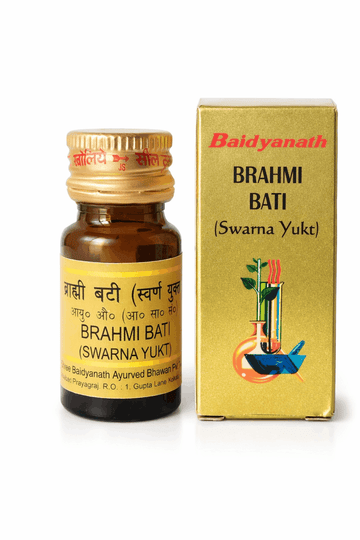 Baidyanath Brahmi Bati (Vati) with Gold Tablet - For Memory, Focus, Stress, Anxiety & Nervous System Support