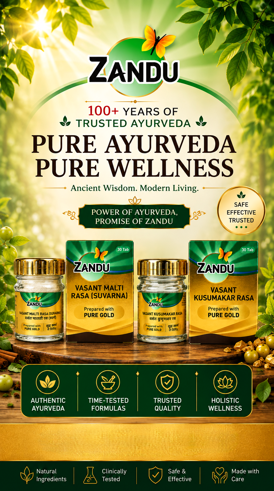 Zandu Pure Gold Ayurvedic medicine and products banner showcasing Vasant Malti Rasa and Vasant Kusumakar Rasa with Pure Gold formulations | Buy Ayurvedic medicines and products online from BodyStopslider_item_Ryn3HY