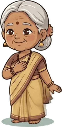 Illustrated grandmother in a sari